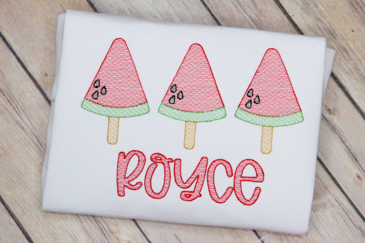 Watermelon Pops Summer Embroidery Design