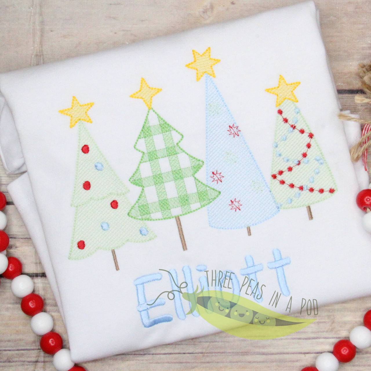 Boy Four Christmas Trees