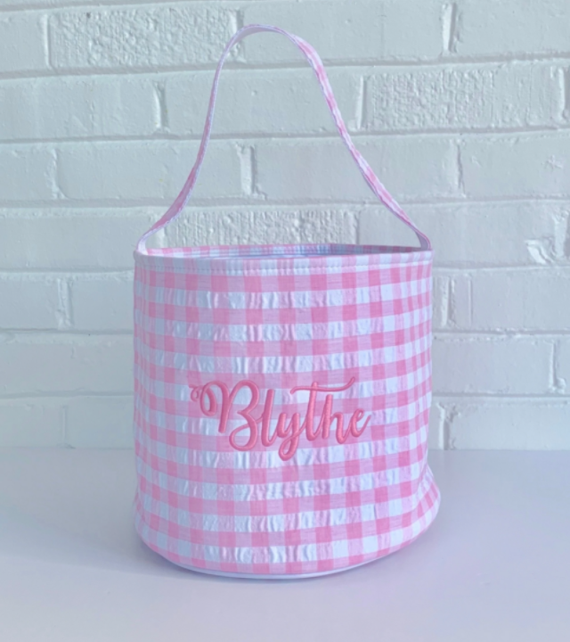 Personalized Gingham Easter Bucket