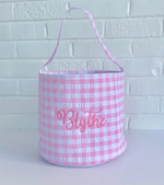Load image into Gallery viewer, Personalized Gingham Easter Bucket
