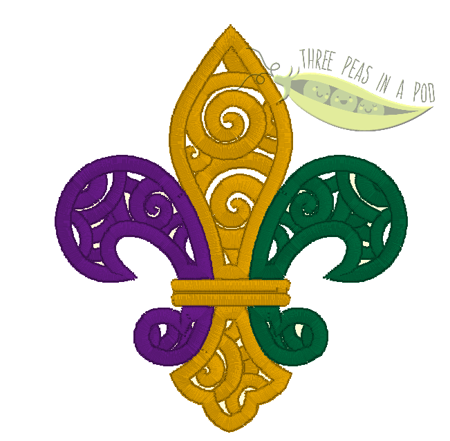 Scroll Mardi Gras Fleur de Lis