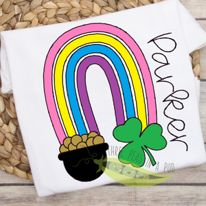 Rainbow with Clover and Pot of Gold