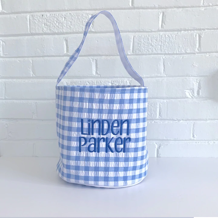 Personalized Gingham Easter Bucket