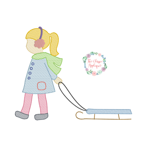 Girl Pulling Sled