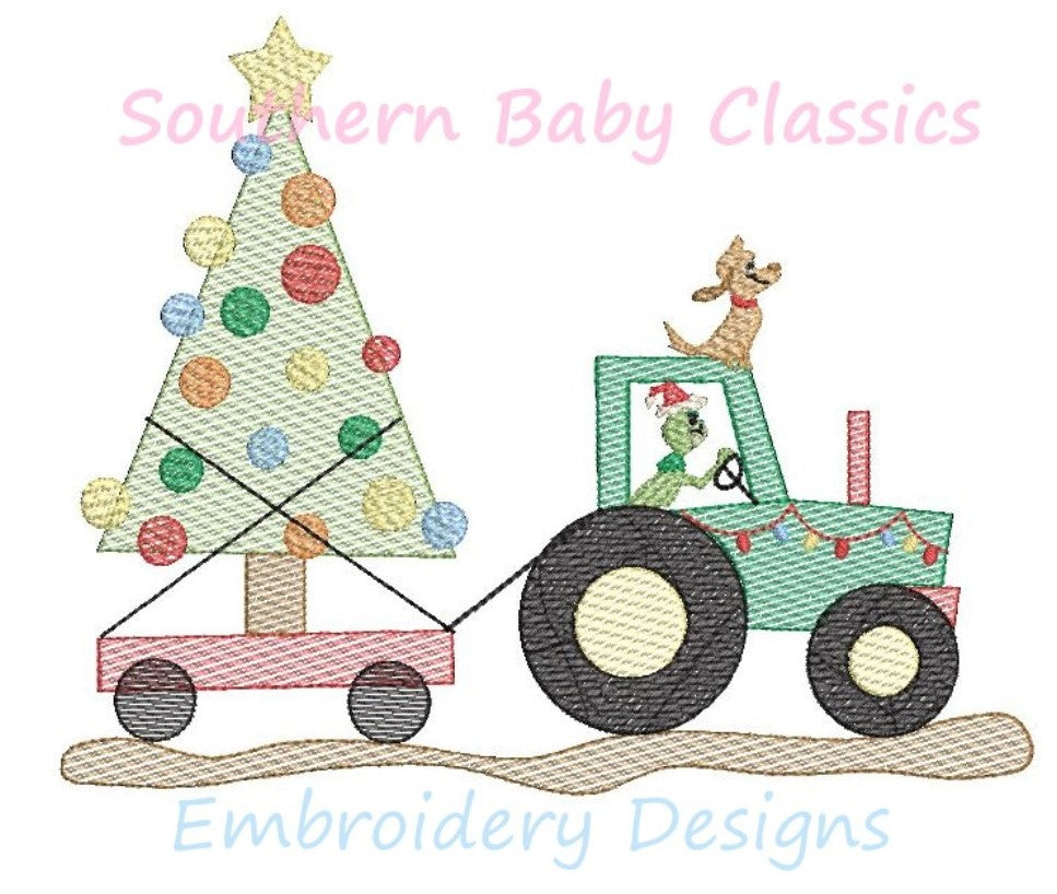 Mean Green One Tractor and Tree